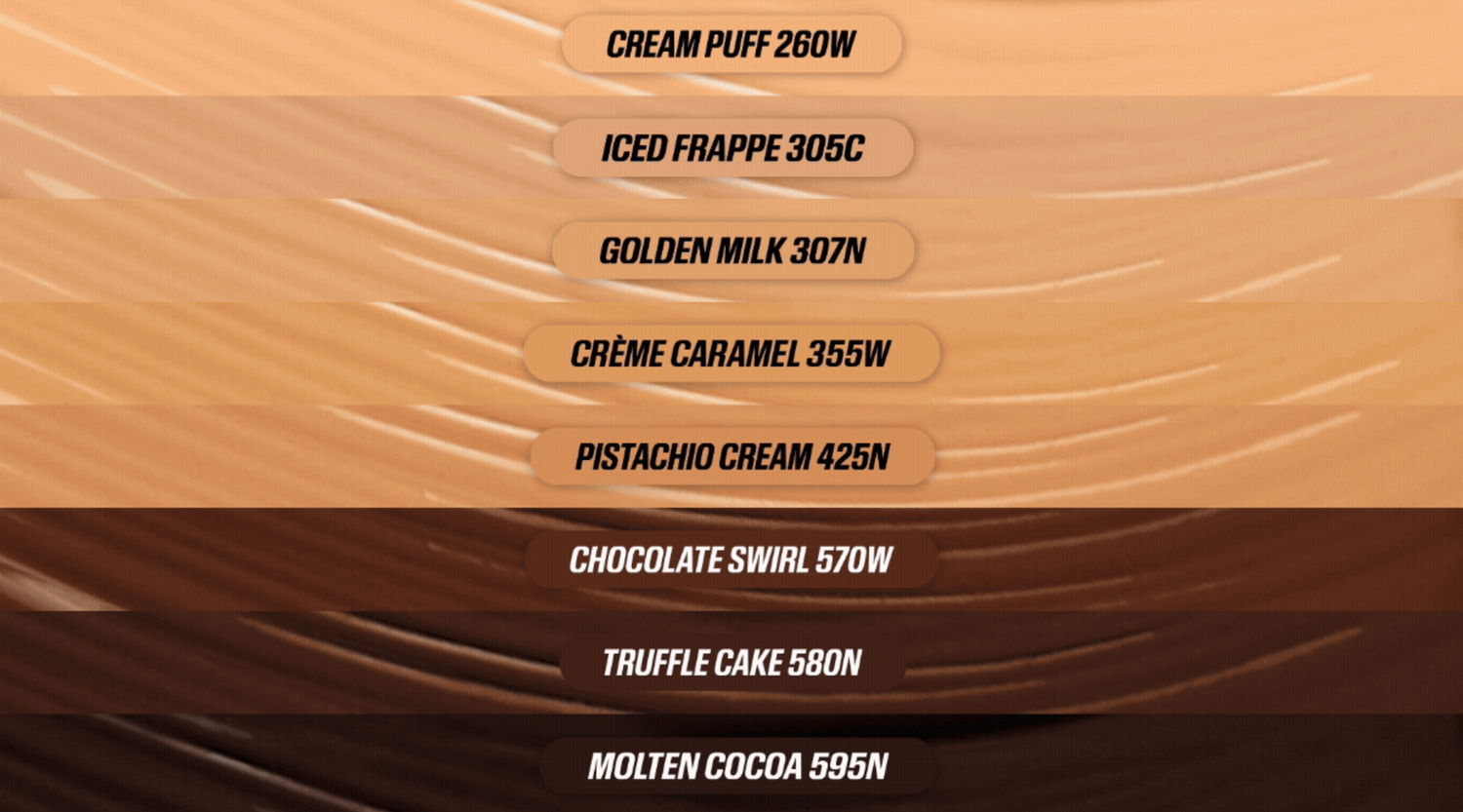 Des teintes irrésistibles qui ouvrent l’appétit, disponibles chez Estella.